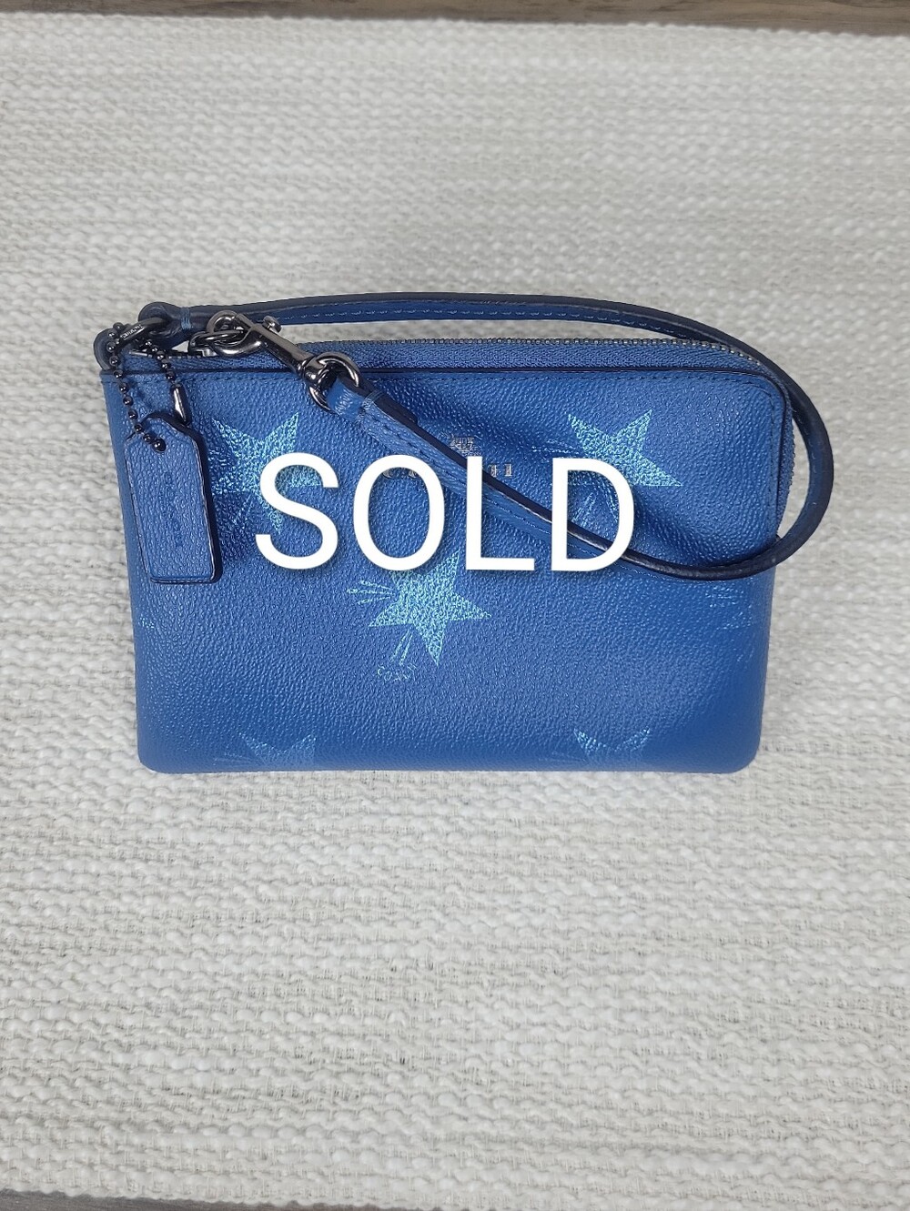 Coach Corner Zip Metallic Star Wristlet EUC